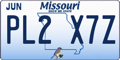 MO license plate PL2X7Z