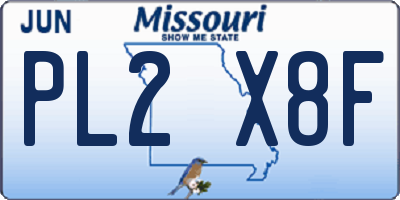 MO license plate PL2X8F
