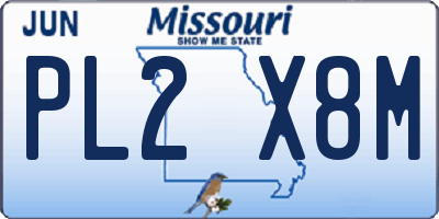 MO license plate PL2X8M