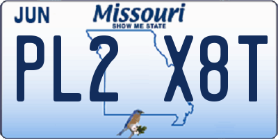 MO license plate PL2X8T