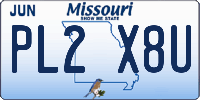 MO license plate PL2X8U