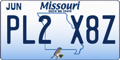 MO license plate PL2X8Z