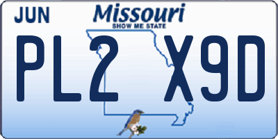 MO license plate PL2X9D