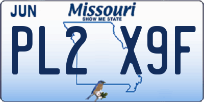 MO license plate PL2X9F
