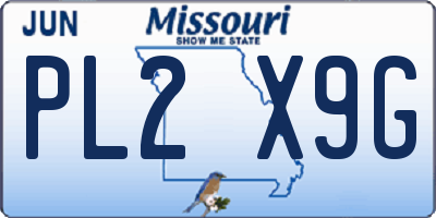 MO license plate PL2X9G