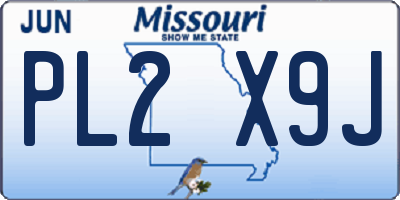 MO license plate PL2X9J