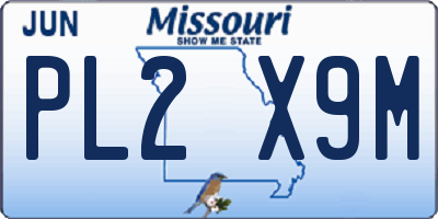 MO license plate PL2X9M
