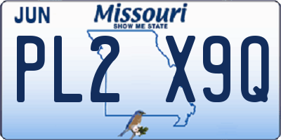 MO license plate PL2X9Q