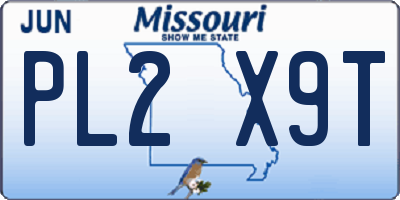 MO license plate PL2X9T