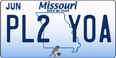 MO license plate PL2Y0A