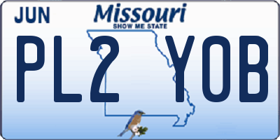 MO license plate PL2Y0B