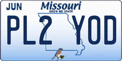 MO license plate PL2Y0D
