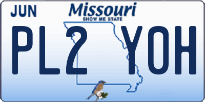 MO license plate PL2Y0H