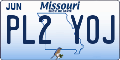 MO license plate PL2Y0J