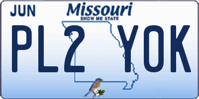MO license plate PL2Y0K