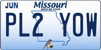 MO license plate PL2Y0W