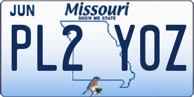 MO license plate PL2Y0Z