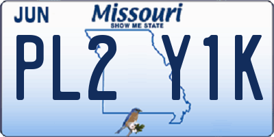 MO license plate PL2Y1K