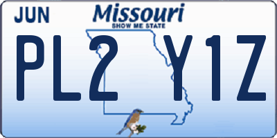 MO license plate PL2Y1Z