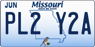 MO license plate PL2Y2A