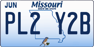 MO license plate PL2Y2B