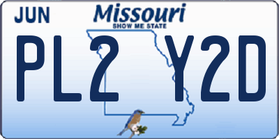 MO license plate PL2Y2D