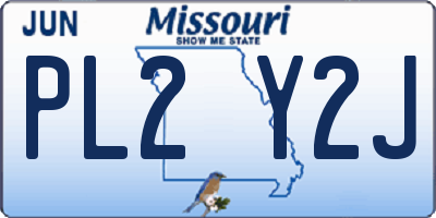 MO license plate PL2Y2J