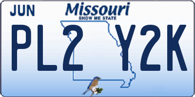 MO license plate PL2Y2K