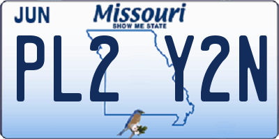MO license plate PL2Y2N