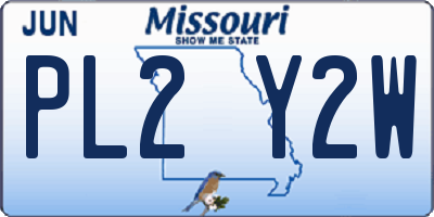 MO license plate PL2Y2W