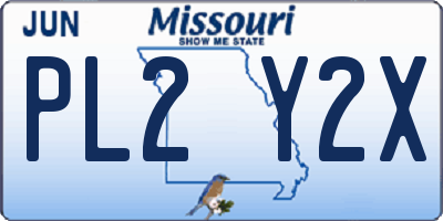MO license plate PL2Y2X