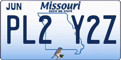 MO license plate PL2Y2Z