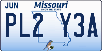 MO license plate PL2Y3A