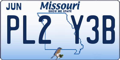 MO license plate PL2Y3B
