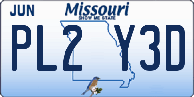 MO license plate PL2Y3D