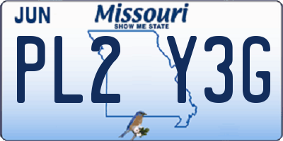 MO license plate PL2Y3G