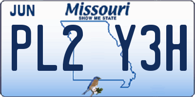 MO license plate PL2Y3H