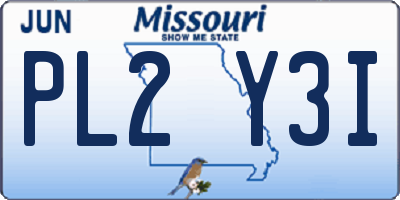 MO license plate PL2Y3I