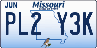 MO license plate PL2Y3K