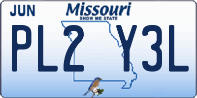 MO license plate PL2Y3L