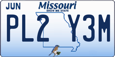 MO license plate PL2Y3M