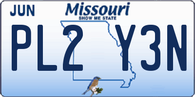 MO license plate PL2Y3N