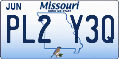 MO license plate PL2Y3Q