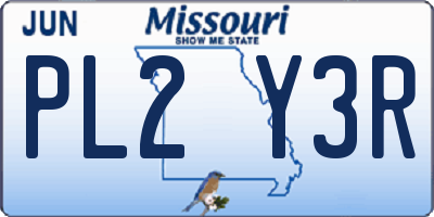 MO license plate PL2Y3R