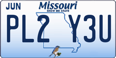 MO license plate PL2Y3U