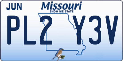 MO license plate PL2Y3V