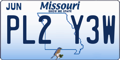 MO license plate PL2Y3W