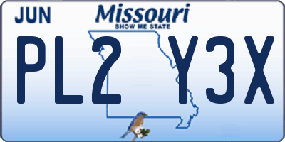 MO license plate PL2Y3X