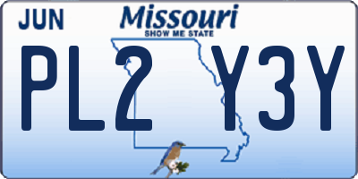 MO license plate PL2Y3Y