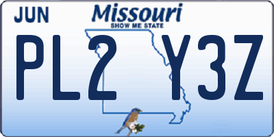 MO license plate PL2Y3Z